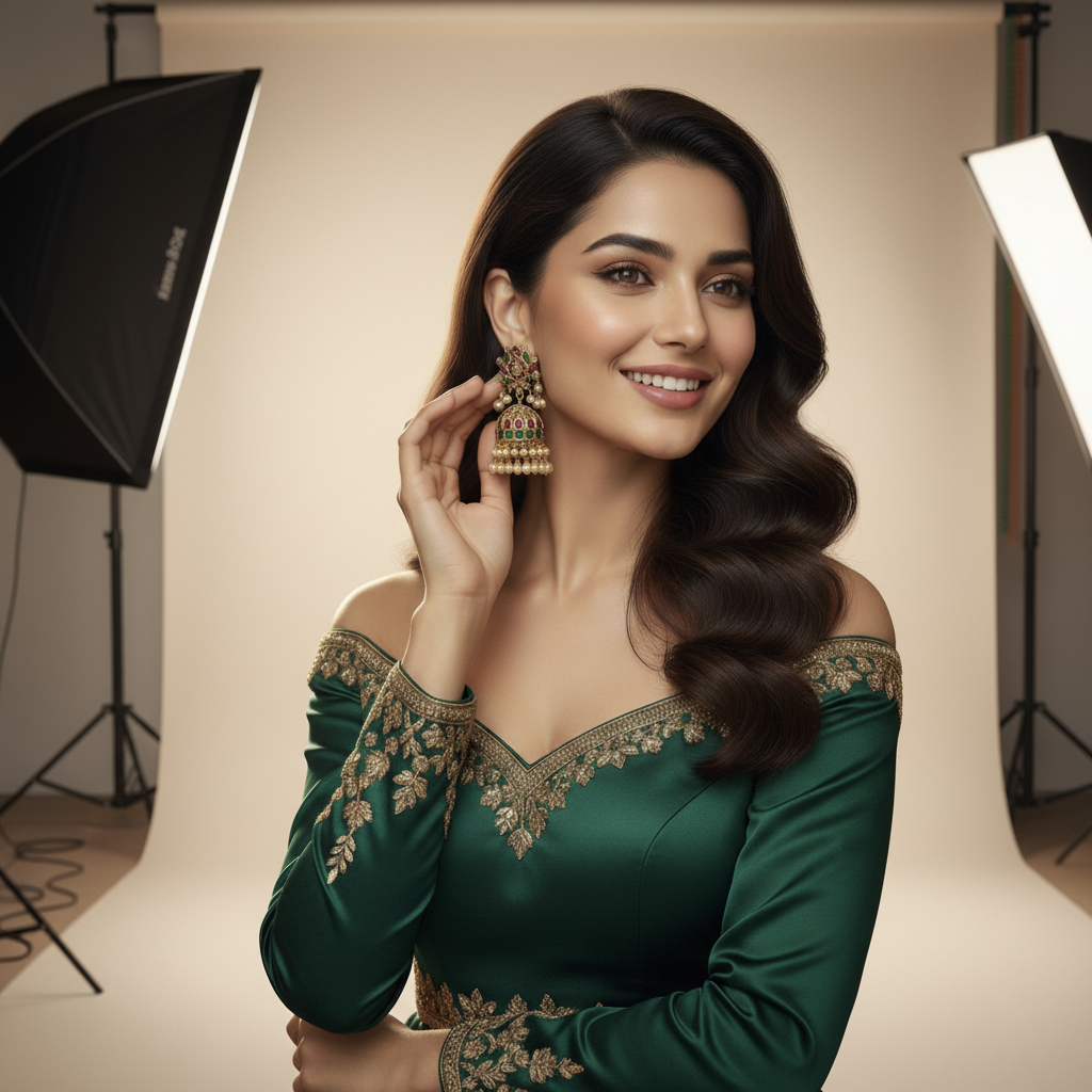 Premium Matte Finish Kemp Stone Pearl Jhumka Earrings | Gold-Plated Bridal & Festive Wear for Women