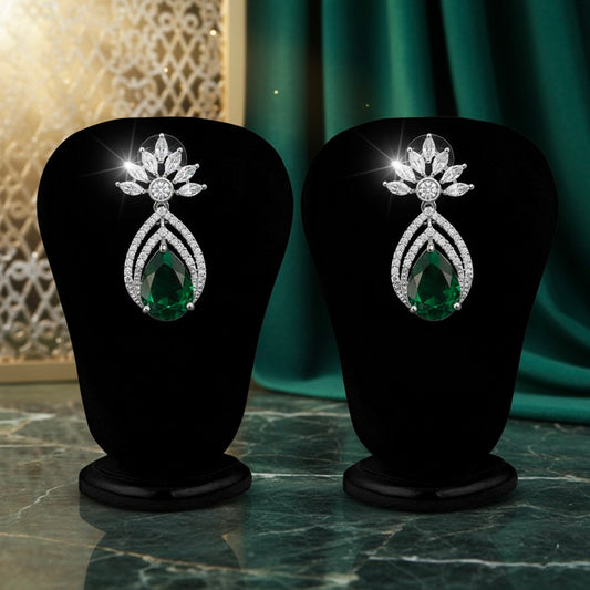Trending AD American Diamond Flower Stud Earrings – Elegant Cubic Zirconia Floral Design for Women & Girls